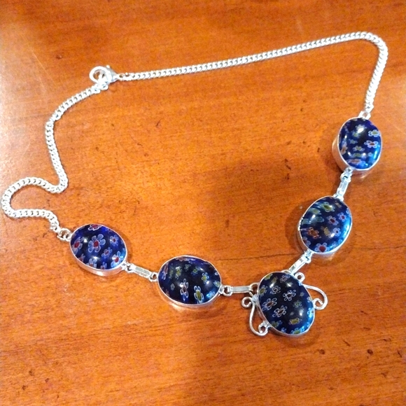Spring and summer Millefiori (not Murano) silver necklace 18"… - Picture 12 of 17